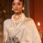 Rajwada Off White Woven Design Silk Blend Saree With Unstitched Blouse For Women