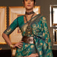 Rajwada Green Woven Design Silk Blend Saree With Unstitched Blouse For Women