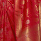 Rajwada Red Woven Design Silk Blend Saree With Unstitched Blouse For Women