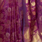 Rajwada Purple Woven Design Silk Blend Saree With Unstitched Blouse For Women