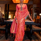 Rajwada Orange Woven Design Silk Blend Saree With Unstitched Blouse For Women