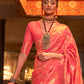 Rajwada Orange Woven Design Silk Blend Saree With Unstitched Blouse For Women