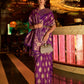 Rajwada Purple Woven Design Silk Blend Saree With Unstitched Blouse For Women