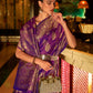 Rajwada Purple Woven Design Silk Blend Saree With Unstitched Blouse For Women