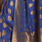 Rajwada Navy Blue Woven Design Silk Blend Saree With Unstitched Blouse For Women