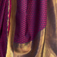 Rajwada Purple And Gold Woven Design Silk Blend Saree With Unstitched Blouse For Women