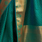 Rajwada Green And Gold Woven Design Silk Blend Saree With Unstitched Blouse For Women