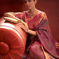 Rajwada Pink And Green Woven Design Silk Blend Saree With Unstitched Blouse For Women