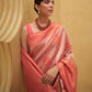 Rajwada Pink Woven Design Silk Blend Saree With Unstitched Blouse For Women