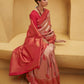 Rajwada Red Woven Design Silk Blend Saree With Unstitched Blouse For Women