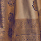 Rajwada Navy Blue And Gold Woven Design Silk Blend Saree With Unstitched Blouse For Women