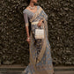 Rajwada Grey Woven Design Silk Blend Saree With Unstitched Blouse For Women