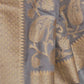 Rajwada Grey Woven Design Silk Blend Saree With Unstitched Blouse For Women