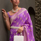 Rajwada Purple Woven Design Silk Blend Saree With Unstitched Blouse For Women