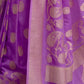 Rajwada Purple Woven Design Silk Blend Saree With Unstitched Blouse For Women