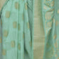 Rajwada Sea Green Woven Design Silk Blend Saree With Unstitched Blouse For Women