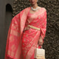 Rajwada Pink Woven Design Silk Blend Saree With Unstitched Blouse For Women