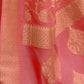 Rajwada Pink Woven Design Silk Blend Saree With Unstitched Blouse For Women