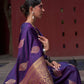 Rajwada Purple Woven Design Silk Blend Saree With Unstitched Blouse For Women