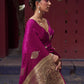 Rajwada Magenta Woven Design Silk Blend Saree With Unstitched Blouse For Women