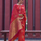 Rajwada Orange Woven Design Silk Blend Saree With Unstitched Blouse For Women