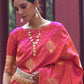 Rajwada Orange Woven Design Silk Blend Saree With Unstitched Blouse For Women