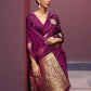 Rajwada Purple Woven Design Silk Blend Saree With Unstitched Blouse For Women