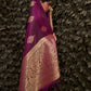 Rajwada Purple Woven Design Silk Blend Saree With Unstitched Blouse For Women