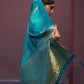 Rajwada Teal Woven Design Silk Blend Saree With Unstitched Blouse For Women