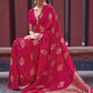 Rajwada Pink Woven Design Silk Blend Saree With Unstitched Blouse For Women