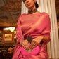Rajwada Pink Woven Design Silk Blend Saree With Unstitched Blouse For Women