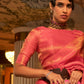 Rajwada Pink Woven Design Silk Blend Saree With Unstitched Blouse For Women