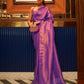 Rajwada Purple Woven Design Silk Blend Saree With Unstitched Blouse For Women