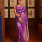 Rajwada Purple Woven Design Silk Blend Saree With Unstitched Blouse For Women