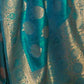 Rajwada Teal Woven Design Silk Blend Saree With Unstitched Blouse For Women