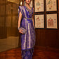 Rajwada Navy Blue Woven Design Silk Blend Saree With Unstitched Blouse For Women