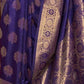 Rajwada Navy Blue Woven Design Silk Blend Saree With Unstitched Blouse For Women