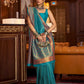 Rajwada Teal Woven Design Silk Blend Saree With Unstitched Blouse For Women