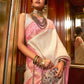 Rajwada Pink And Gold Woven Design Silk Blend Saree With Unstitched Blouse For Women