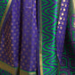 Rajwada Navy Blue And Teal Woven Design Silk Blend Saree With Unstitched Blouse For Women