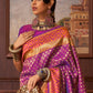 Rajwada Purple And Gold Woven Design Silk Blend Saree With Unstitched Blouse For Women