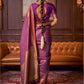 Rajwada Purple And Gold Woven Design Silk Blend Saree With Unstitched Blouse For Women