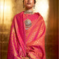 Rajwada Orange And Pink Woven Design Silk Blend Saree With Unstitched Blouse For Women