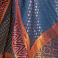 Rajwada Navy Blue And Rust Woven Design Silk Blend Saree With Unstitched Blouse For Women