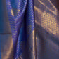 Rajwada Navy Blue Woven Design Silk Blend Saree With Unstitched Blouse For Women