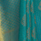 Rajwada Teal Woven Design Silk Blend Saree With Unstitched Blouse For Women