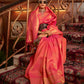 Rajwada Orange Woven Design Silk Blend Saree With Unstitched Blouse For Women