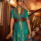 Rajwada Teal Woven Design Silk Blend Saree With Unstitched Blouse For Women