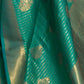 Rajwada Teal Woven Design Silk Blend Saree With Unstitched Blouse For Women