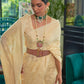 Rajwada Cream Woven Silk Blend Saree With Unstitched Blouse For Women